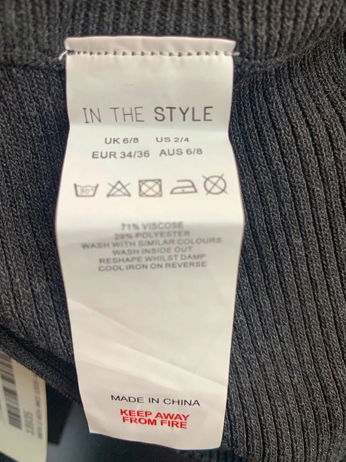 In The Style Black Ribbed Flared Trousers UK 6/8