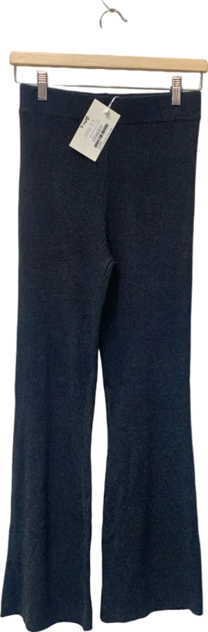 In The Style Black Ribbed Flared Trousers UK 6/8