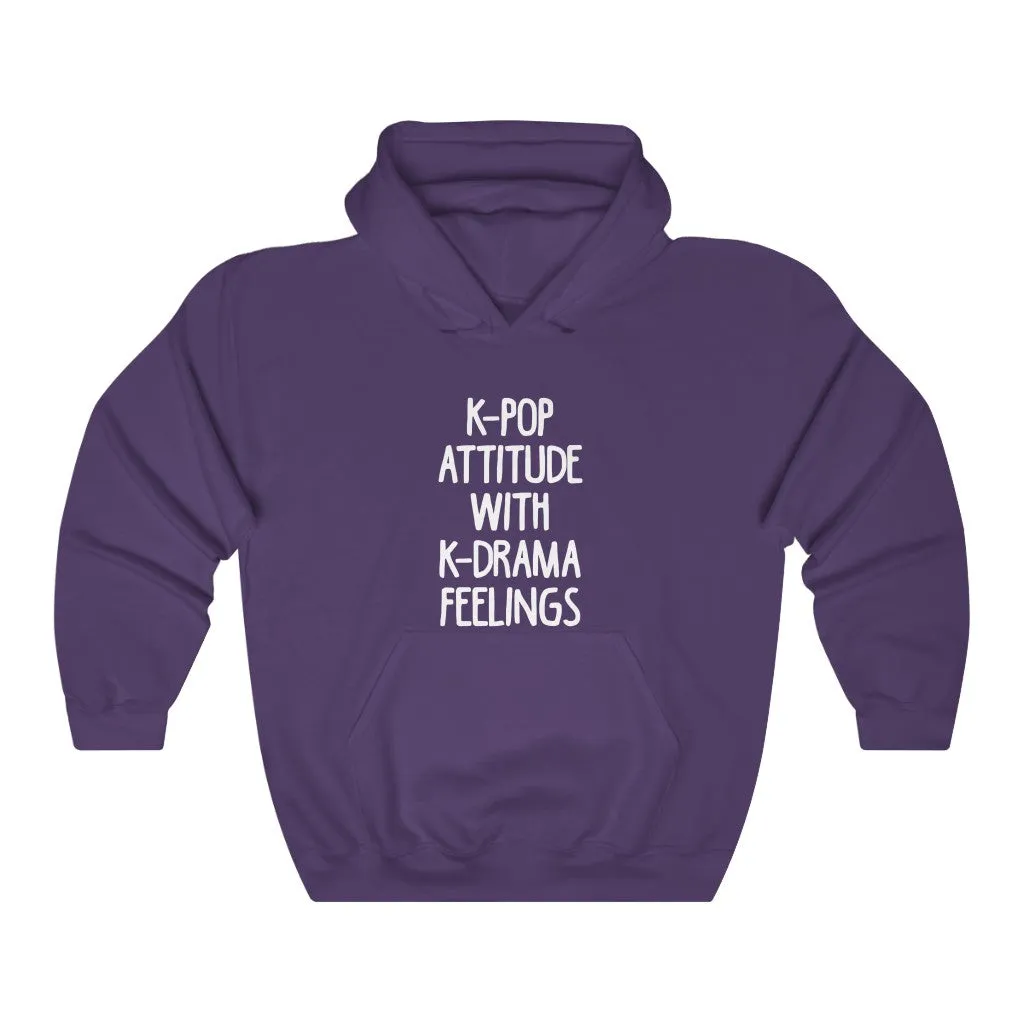 K-Pop Attitude With K-Drama Feelings Hoodie - Trendy Winter Kpop Hoodies Kpop Fashion - Kpop Hooded Sweater