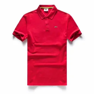 Lacoste Custom Fitted Polo Neck Plain T-Shirt Red