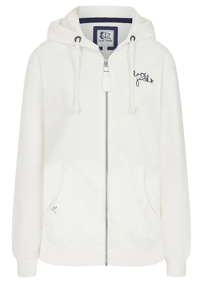 Lazy Jacks Womens LJ101 Zip Through Hoodie - Chalk