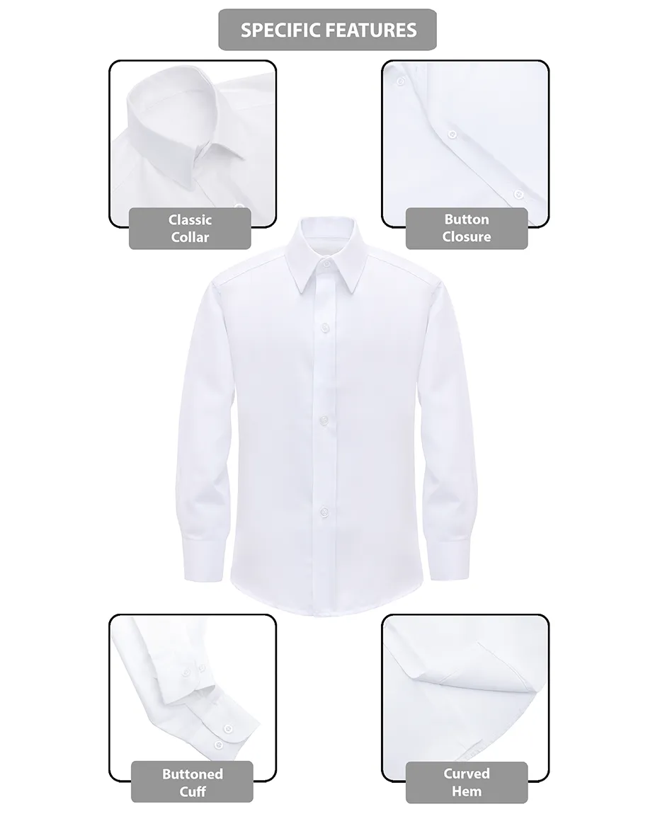 Lilax Boys' Button Down Shirt Solid Long Sleeve Dress Shirt