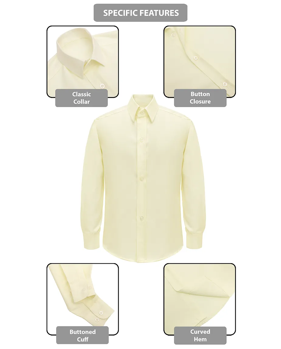 Lilax Boys' Button Down Shirt Solid Long Sleeve Dress Shirt