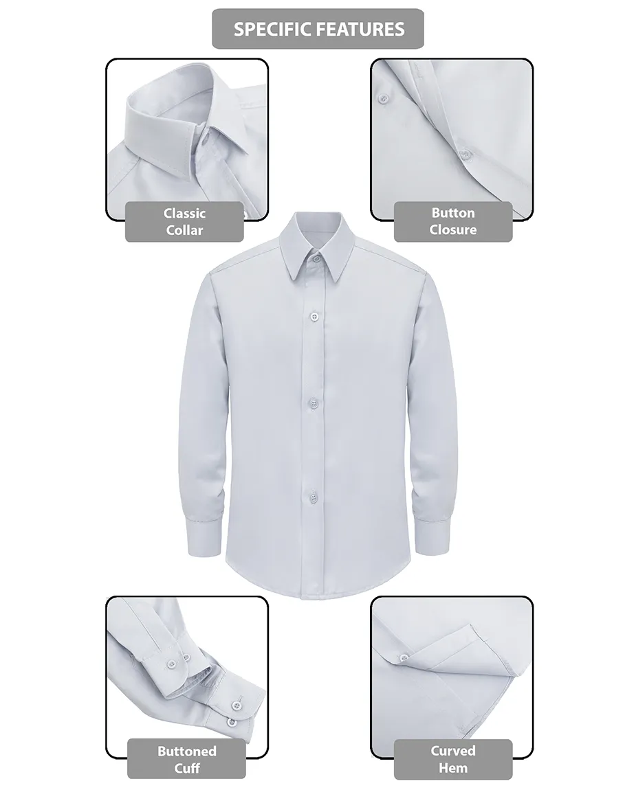 Lilax Boys' Button Down Shirt Solid Long Sleeve Dress Shirt