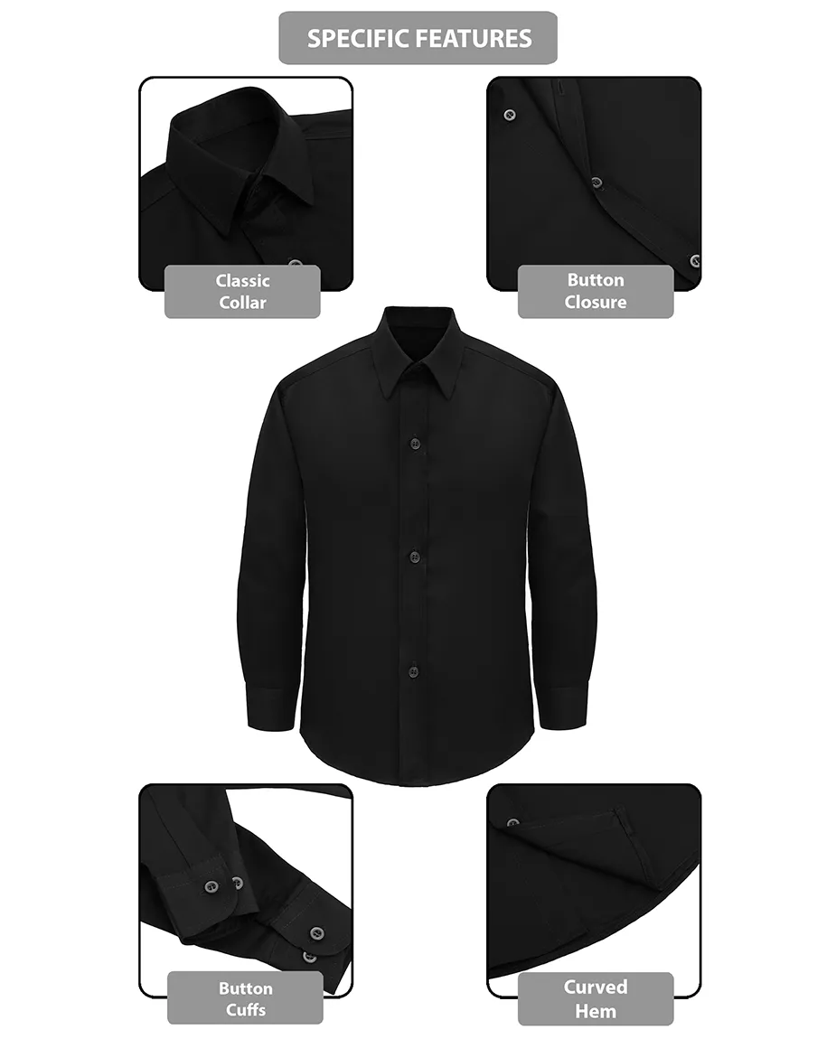 Lilax Boys' Button Down Shirt Solid Long Sleeve Dress Shirt