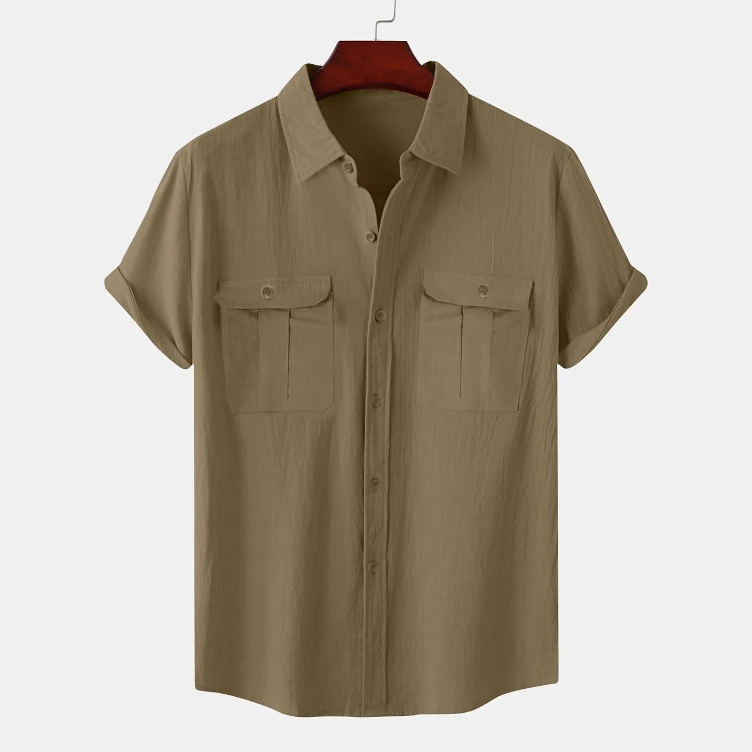 Men Shirt Casual Summer Short Sleeve Shirts for Men Button Down for Men Trendy Plain Shirts Tops with Pocket 2025