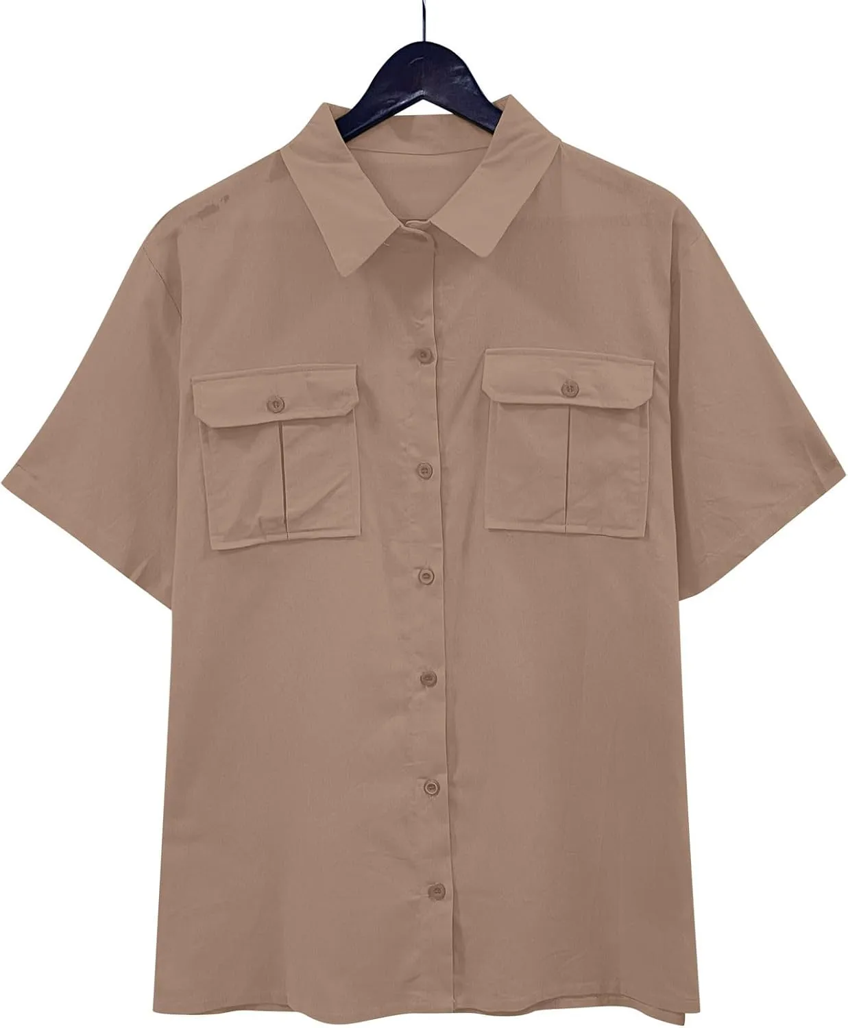 Men Shirt Casual Summer Short Sleeve Shirts for Men Button Down for Men Trendy Plain Shirts Tops with Pocket 2025