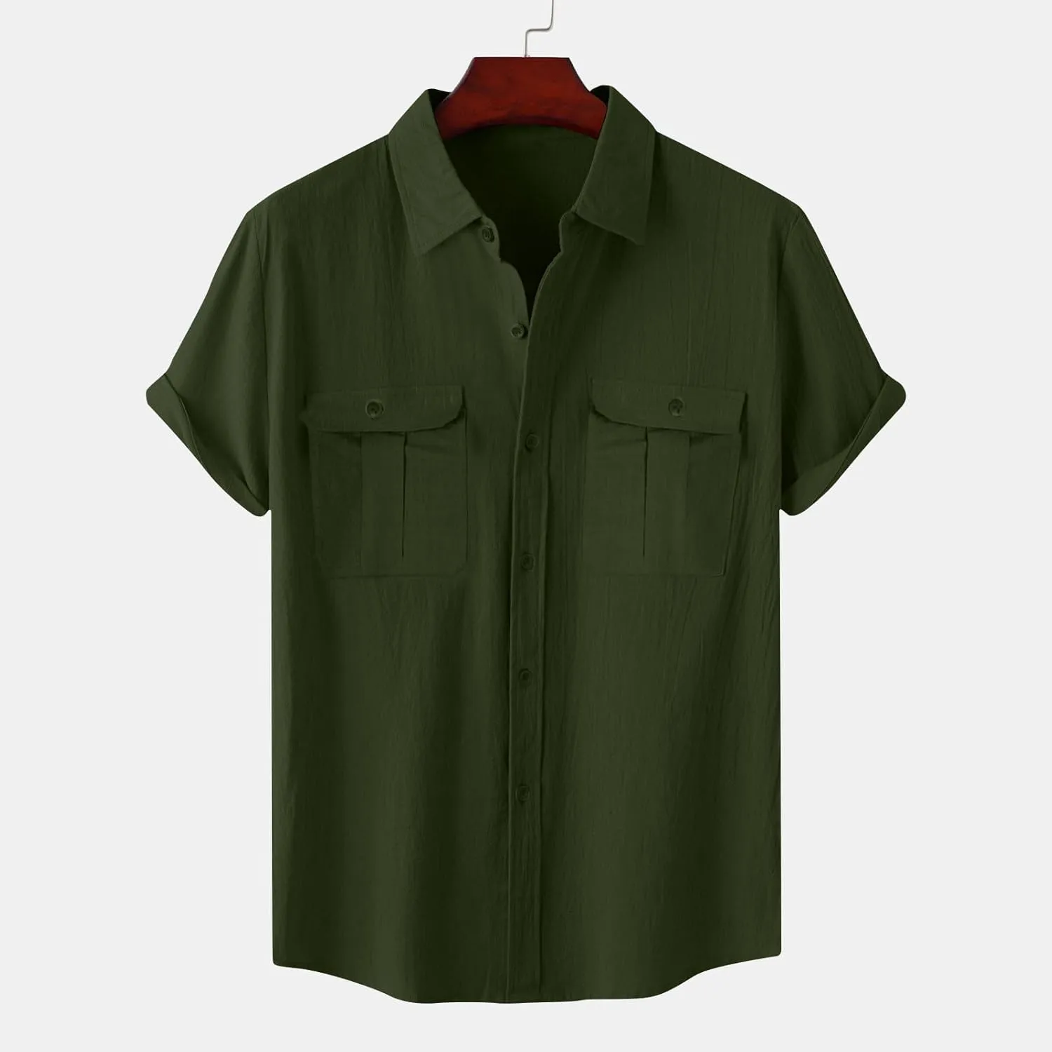 Men Shirt Casual Summer Short Sleeve Shirts for Men Button Down for Men Trendy Plain Shirts Tops with Pocket 2025