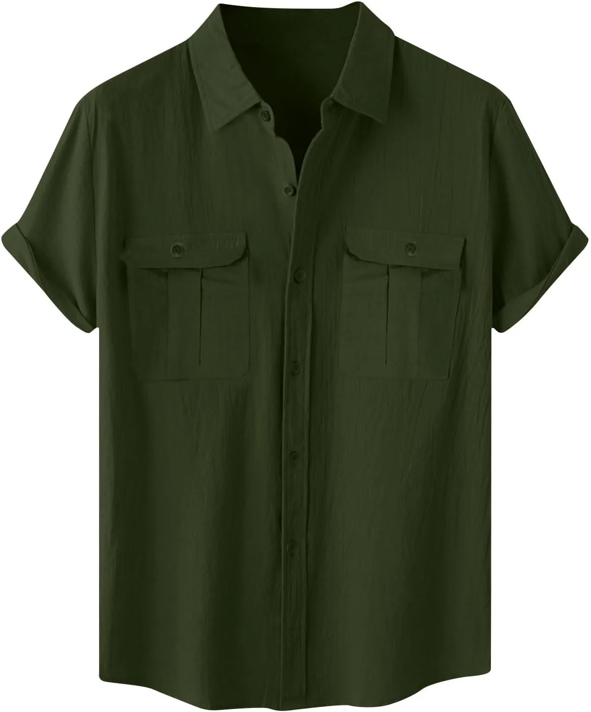 Men Shirt Casual Summer Short Sleeve Shirts for Men Button Down for Men Trendy Plain Shirts Tops with Pocket 2025