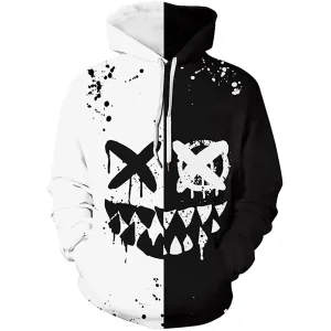 Men's 2 Tone  Cartoon Mad Face Print Hoodie