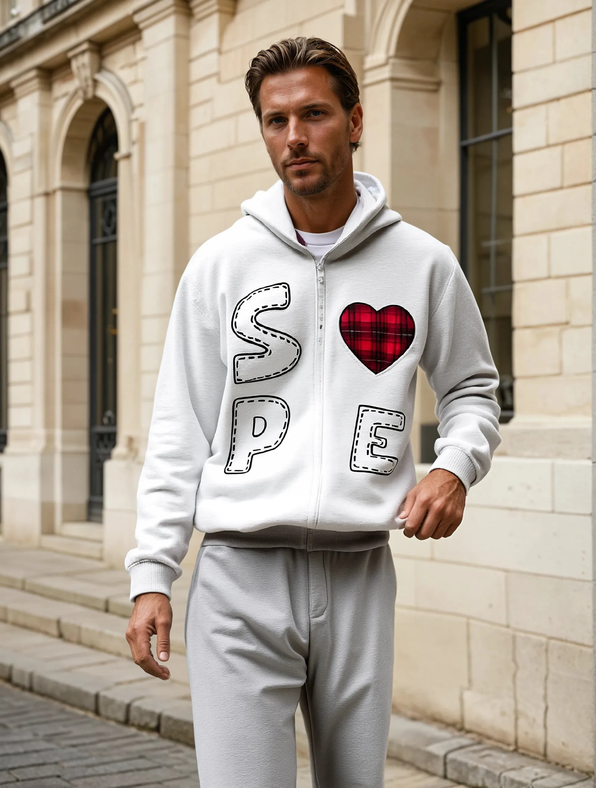 Men's 2024 Autumn High Street American Fashion Embroidered Hoodie for Unisex