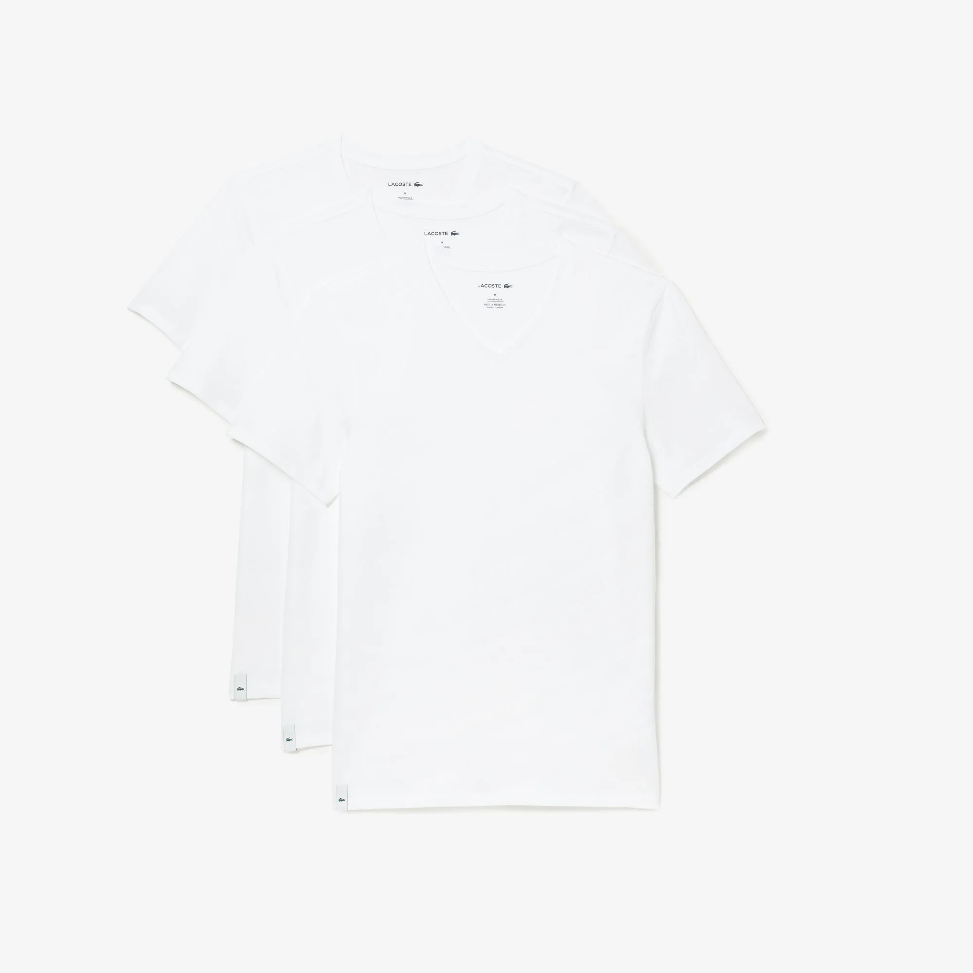 Men's 3 Pack of Plain Regular V-neck T-shirts - White