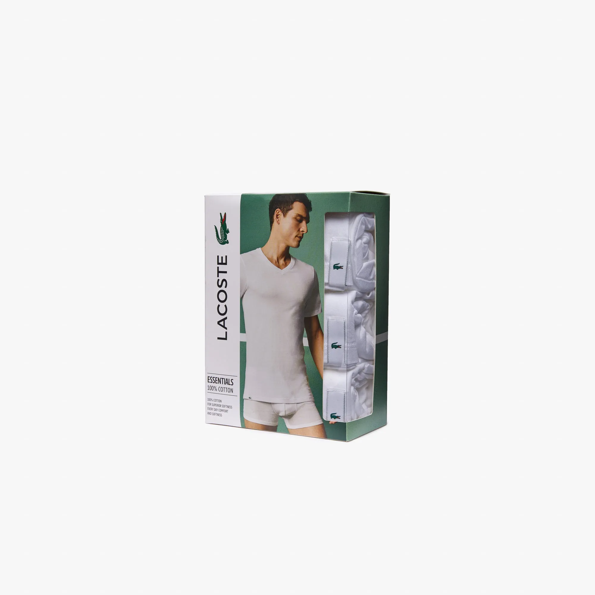 Men's 3 Pack of Plain Regular V-neck T-shirts - White