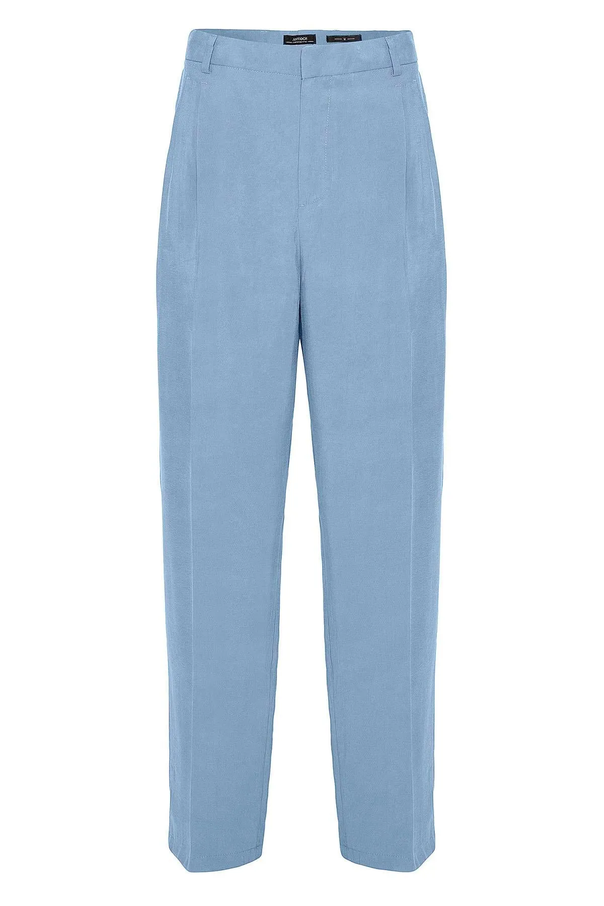 Men's Blue High-Waist Pleated Baggy Pants - Wessi