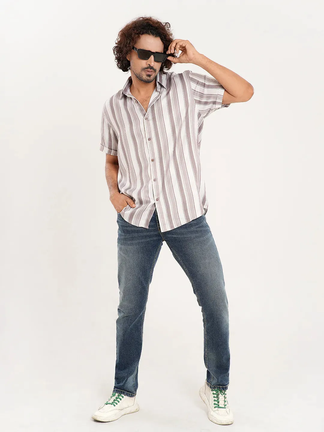 Men's Casual Half Sleeve in Dove Gray Shirt