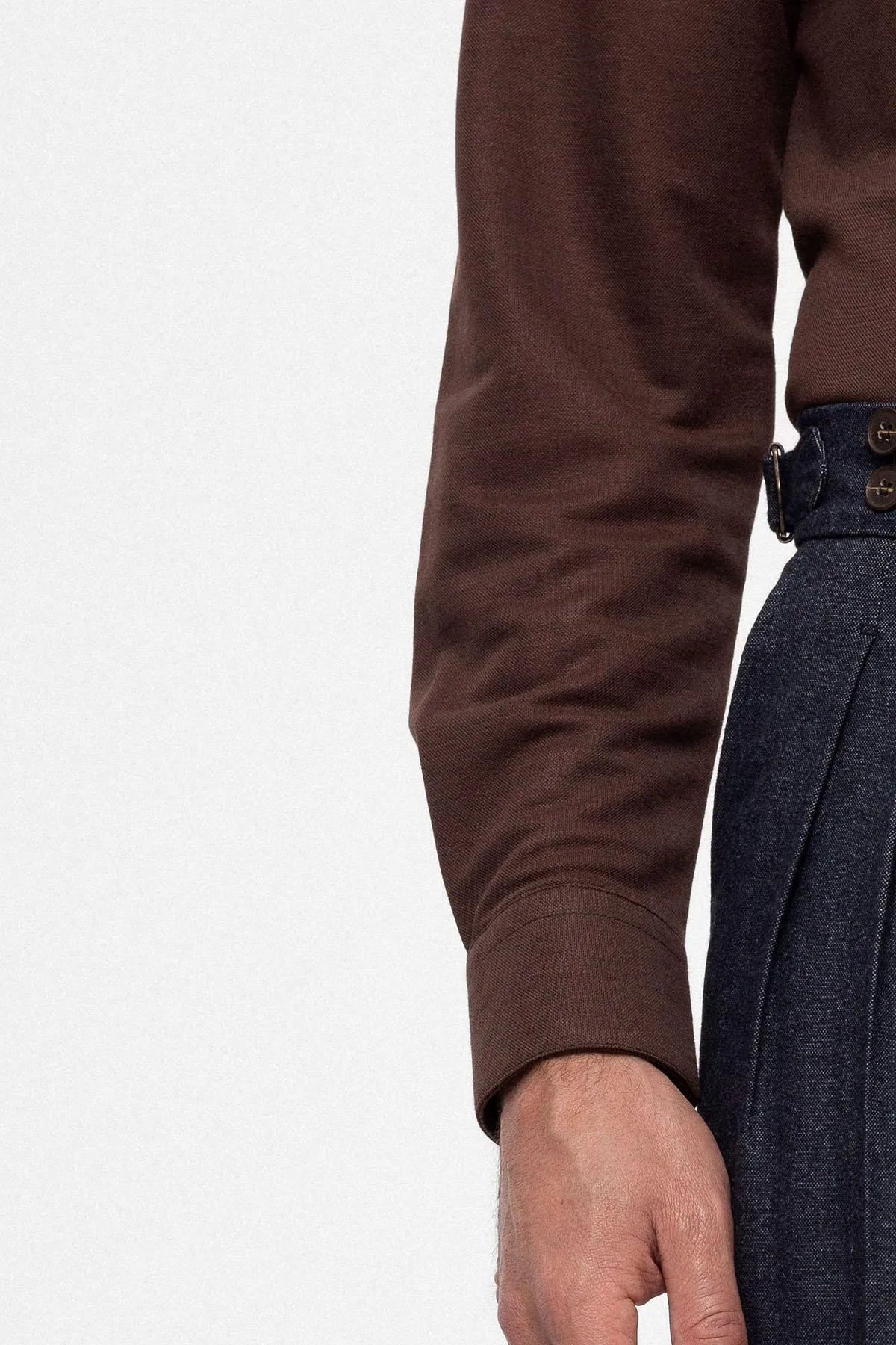 Men's Indigo Wool Look High Waist Pleated  Trousers - Wessi