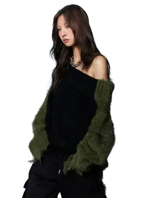 'Moss' Off-Shoulder Pullover Knit Sweater