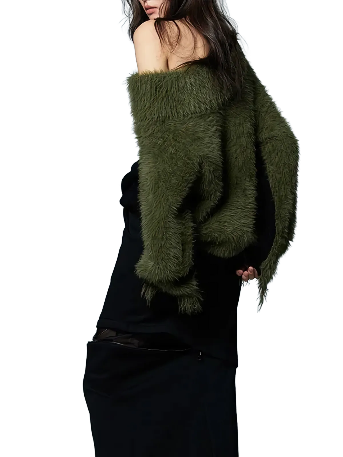 'Moss' Off-Shoulder Pullover Knit Sweater