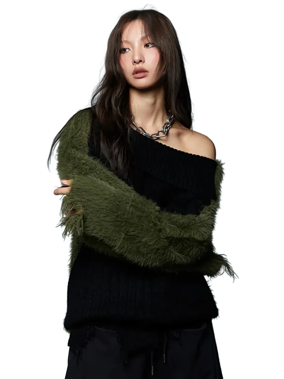 'Moss' Off-Shoulder Pullover Knit Sweater