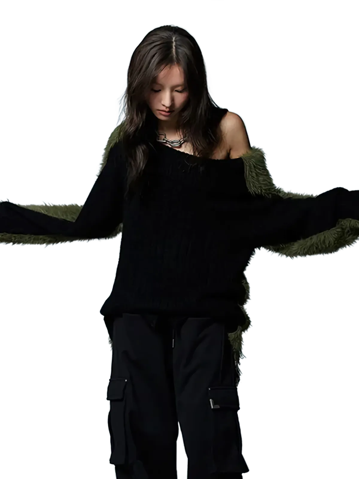 'Moss' Off-Shoulder Pullover Knit Sweater
