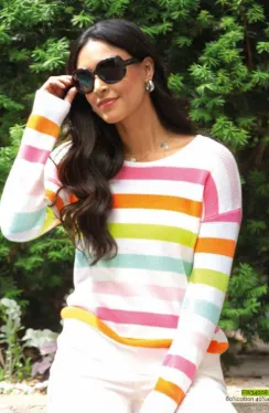 Multicoloured Striped Round-Neck Jumper
