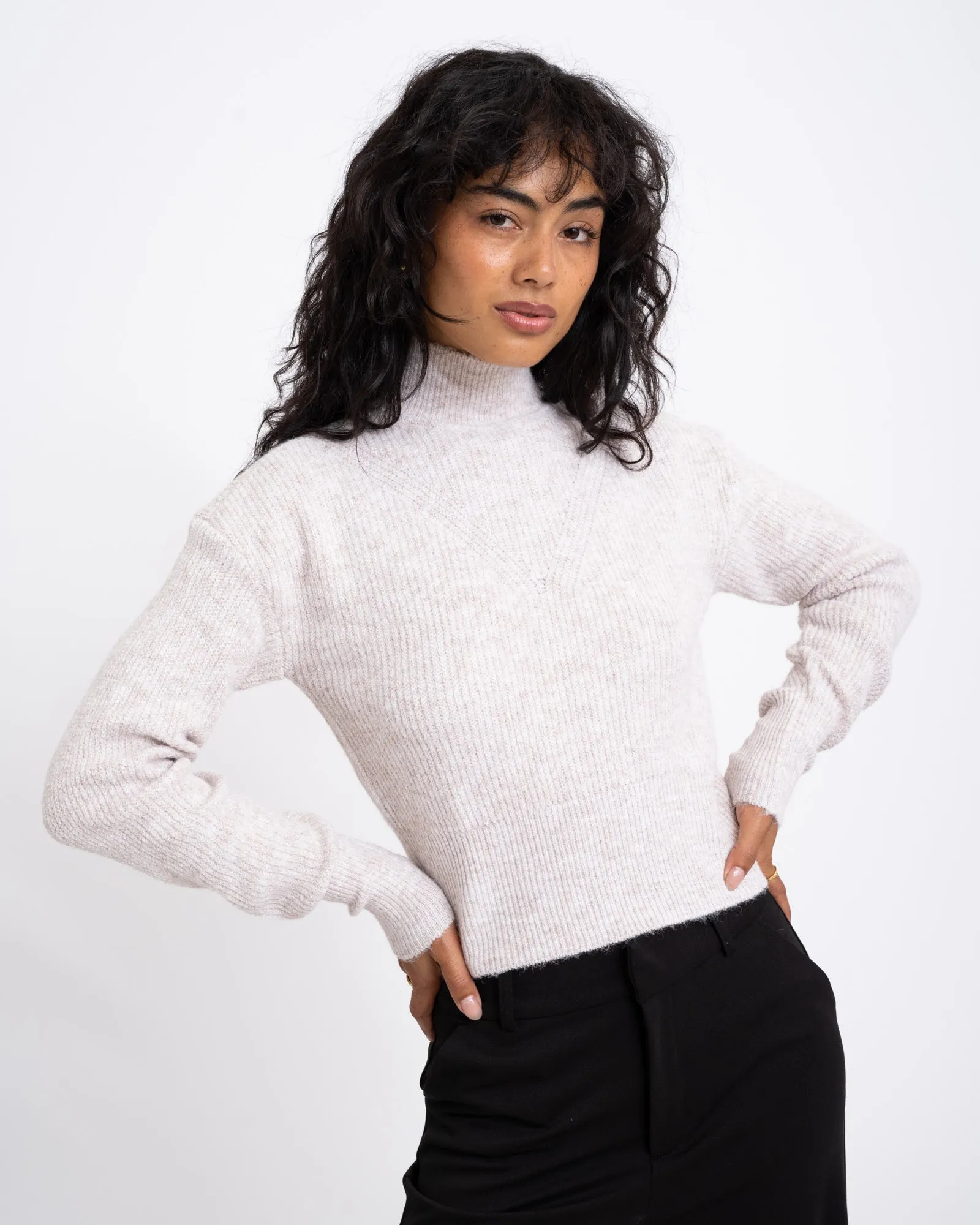Nella High Neck Crop Knit Eggnog