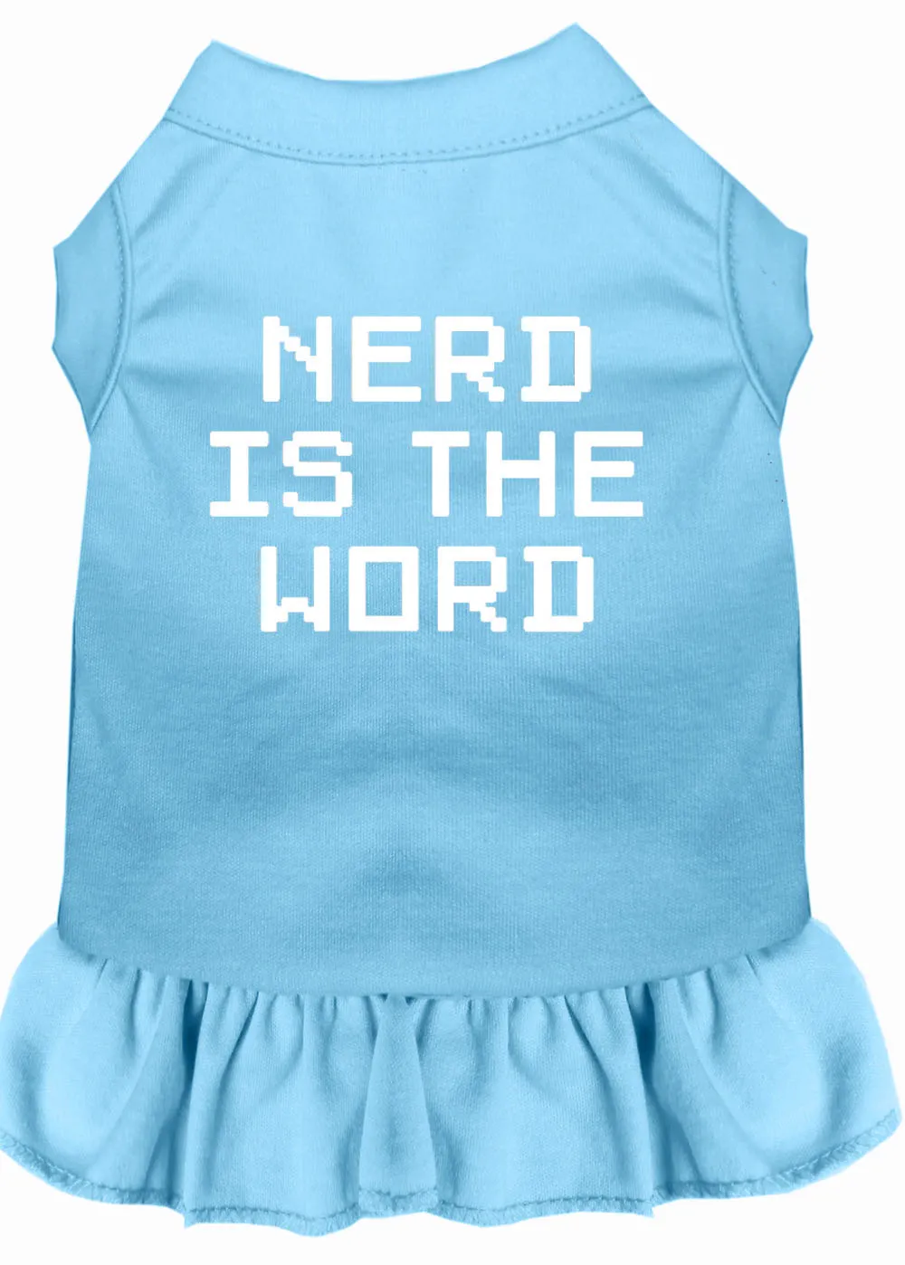 Nerd Is The Word Screen Print Dress Baby Blue Xs