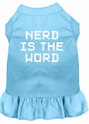 Nerd Is The Word Screen Print Dress Baby Blue Xs