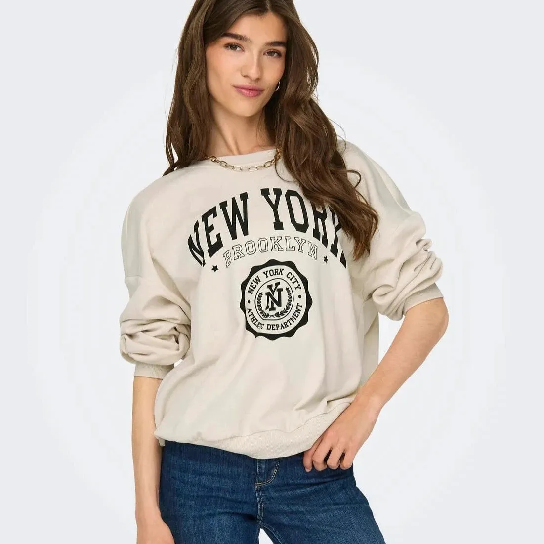 ONLY Oversized Sweatshirt in Grey/Birch