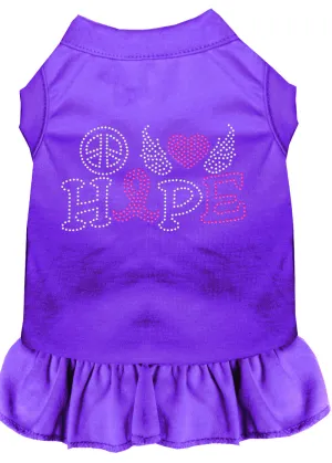 Peace Love Hope Breast Cancer Rhinestone Pet Dress Purple Xs
