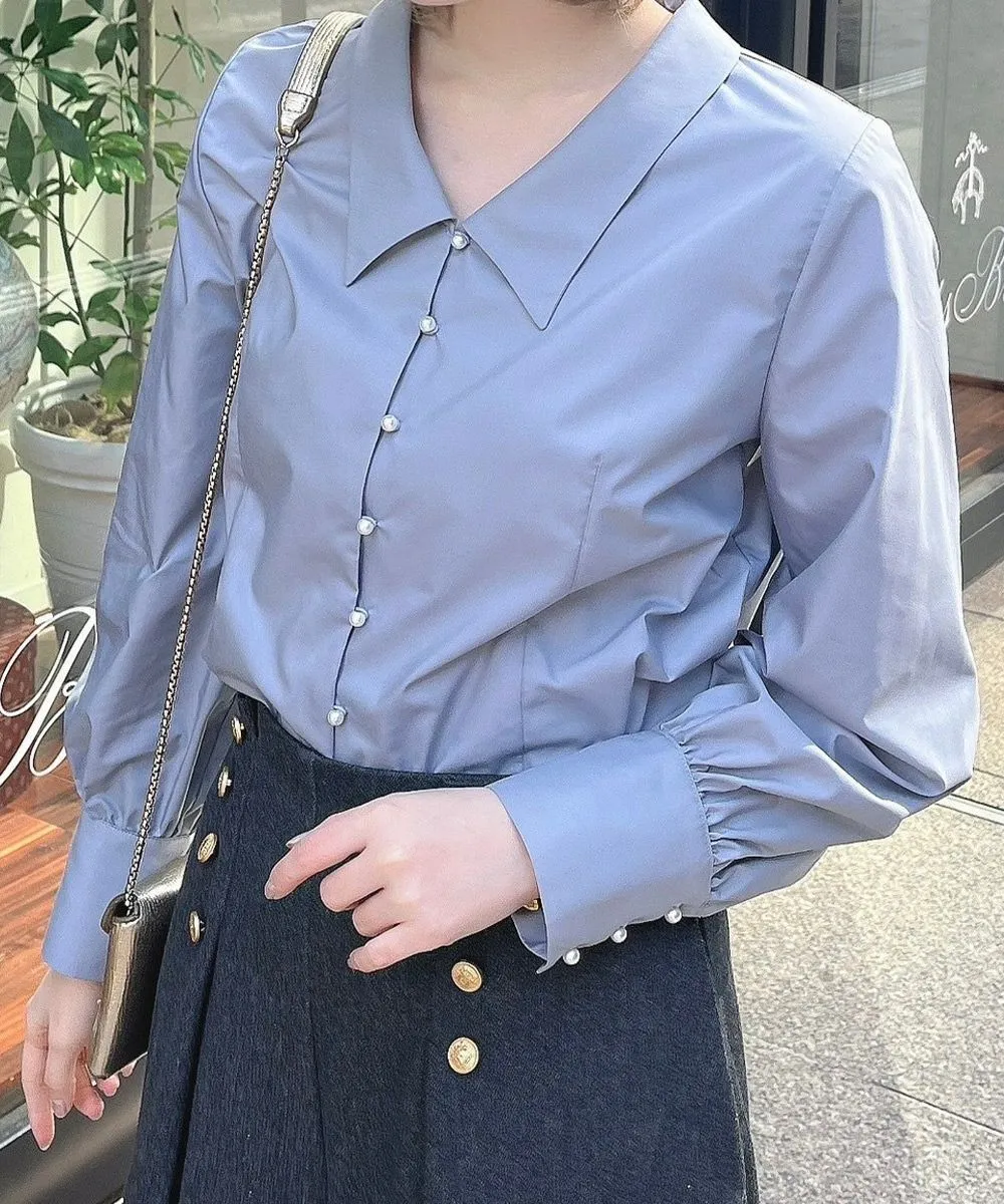Pearl Button V-Neck Shirt