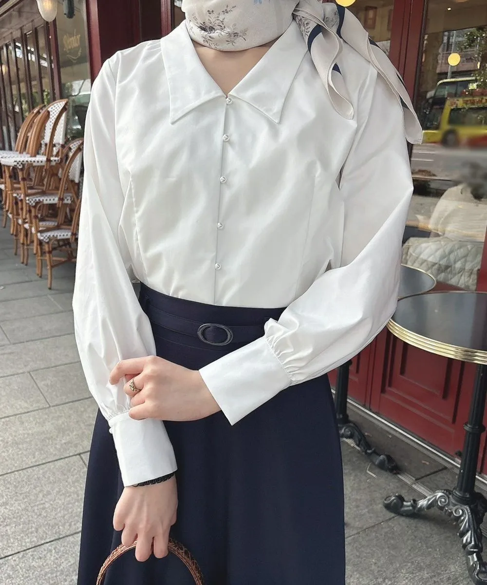 Pearl Button V-Neck Shirt