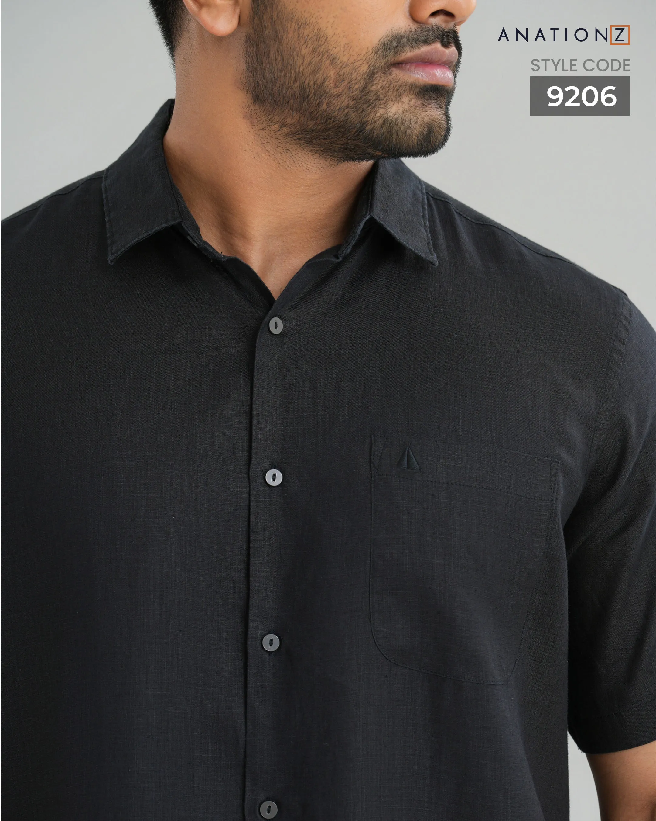 Premium Hemp Short Sleeve Shirt -  Black