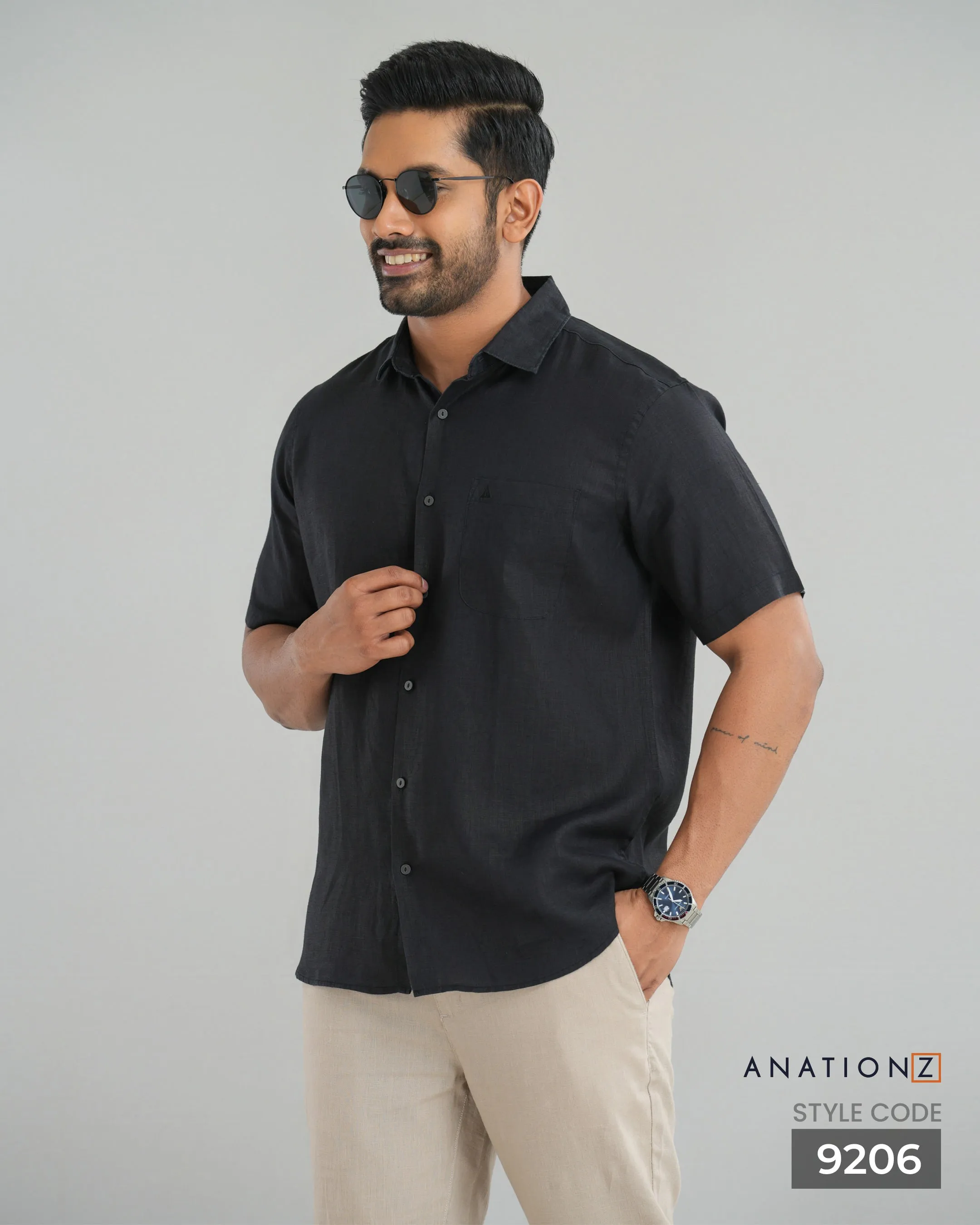 Premium Hemp Short Sleeve Shirt -  Black
