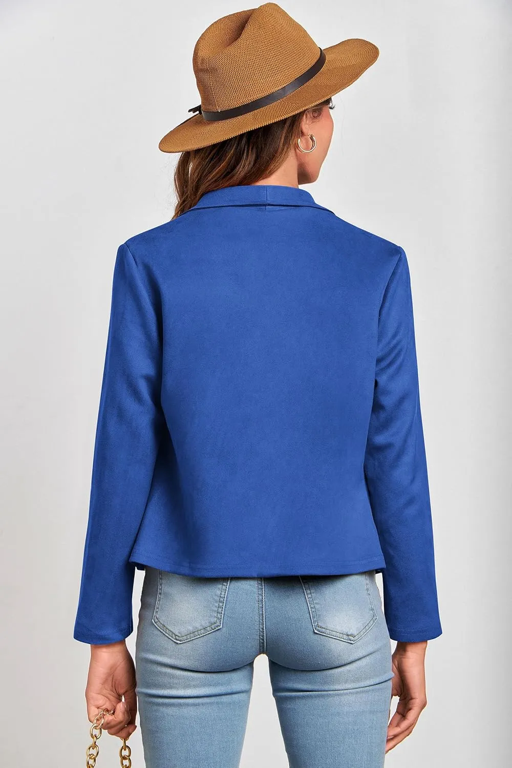PRETTYGARDEN Women's Faux Suede Jackets 2025 Spring Fall Clothes Long Sleeve Open Front Cropped Coat Outwear