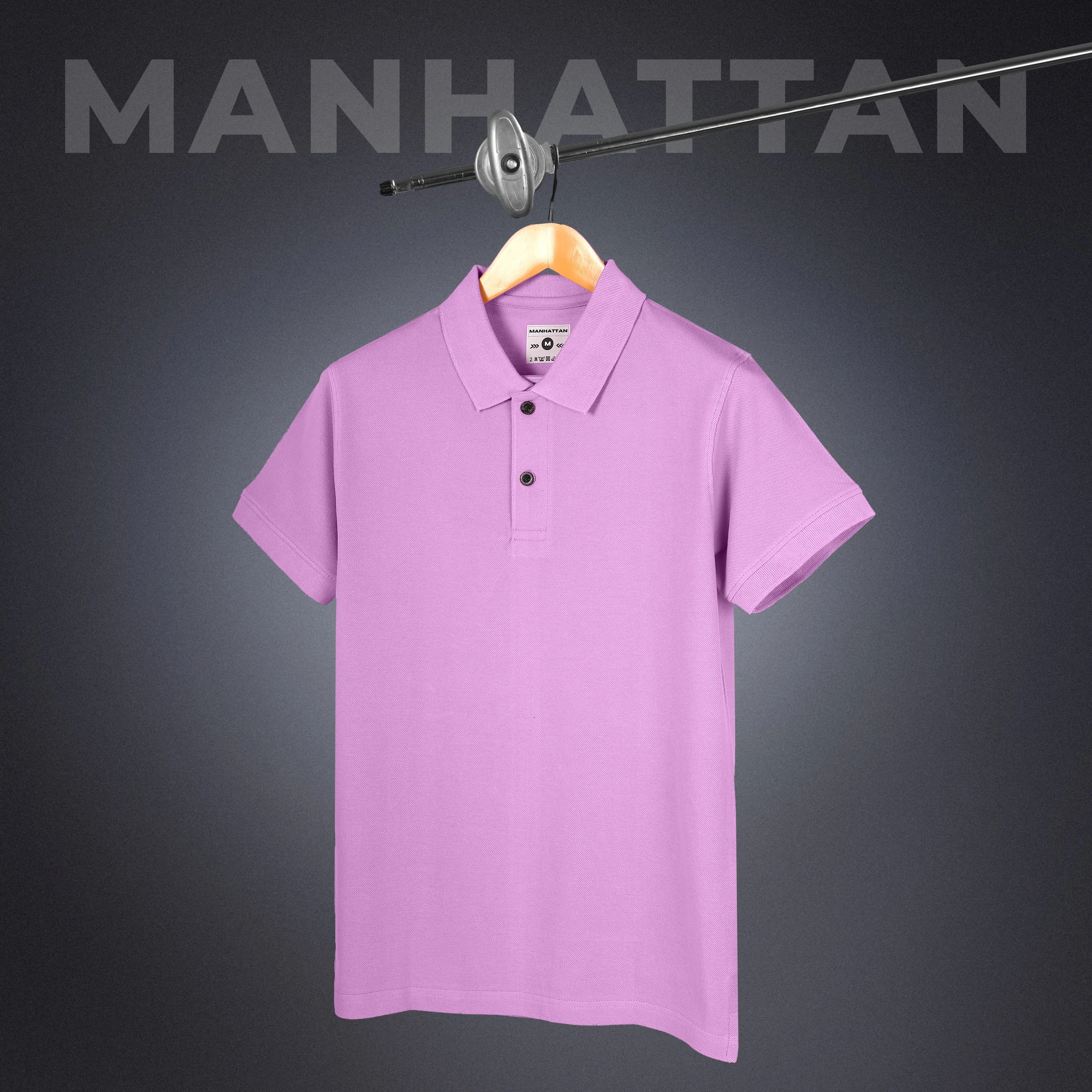 Pure Cotton Polo Plain T Shirts (Lilac) Without Pocket