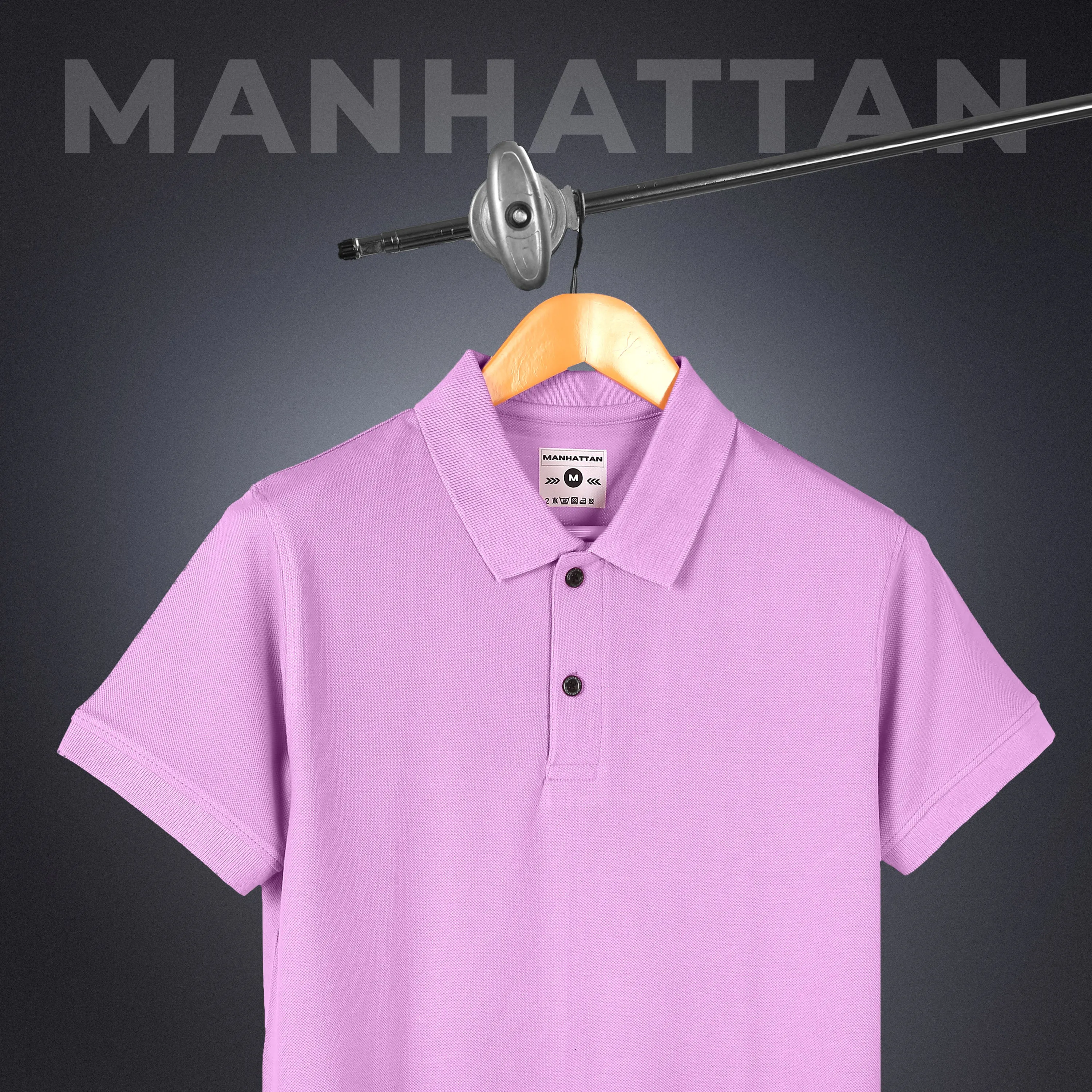 Pure Cotton Polo Plain T Shirts (Lilac) Without Pocket