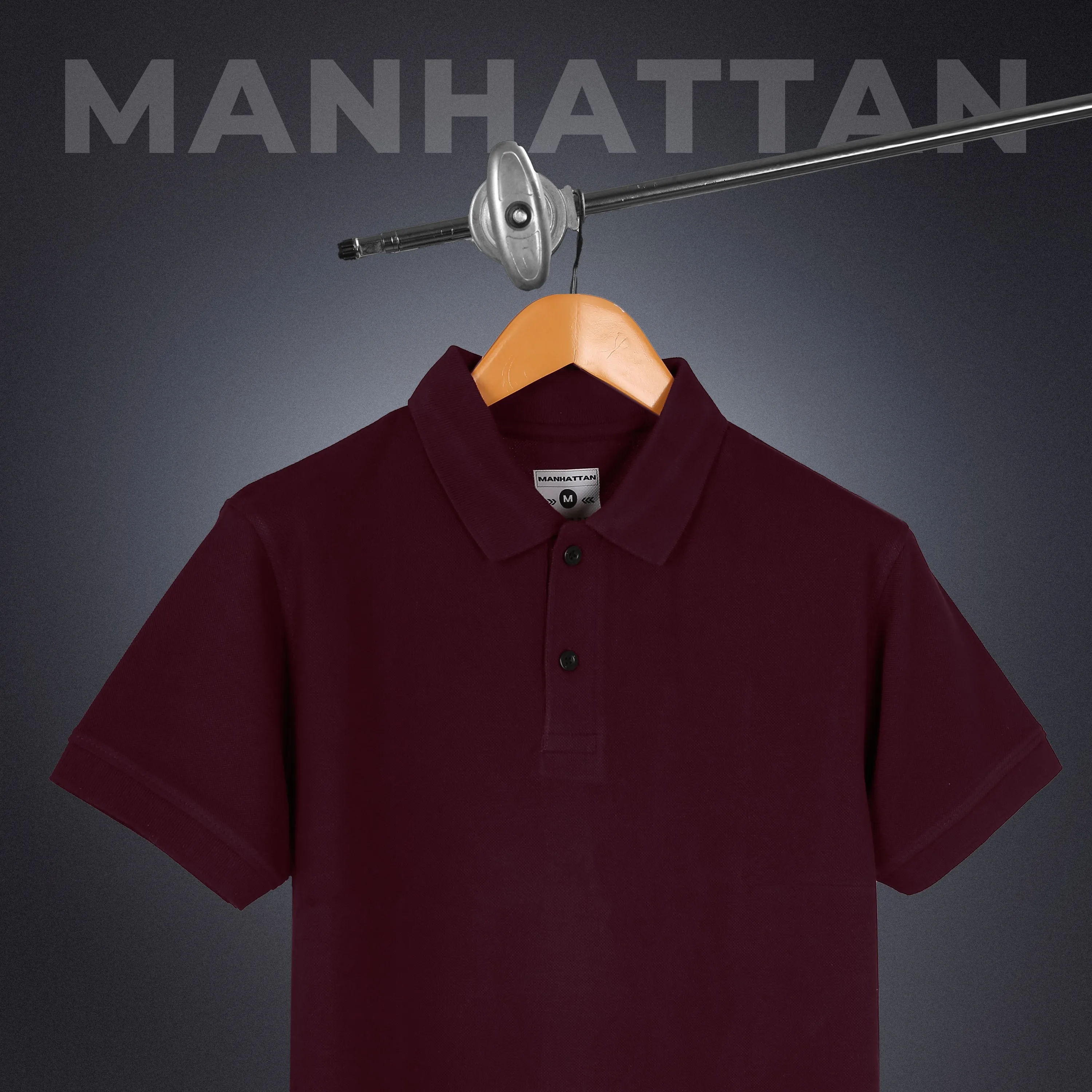 Pure Cotton Polo Plain T Shirts (Maroon) Without Pocket