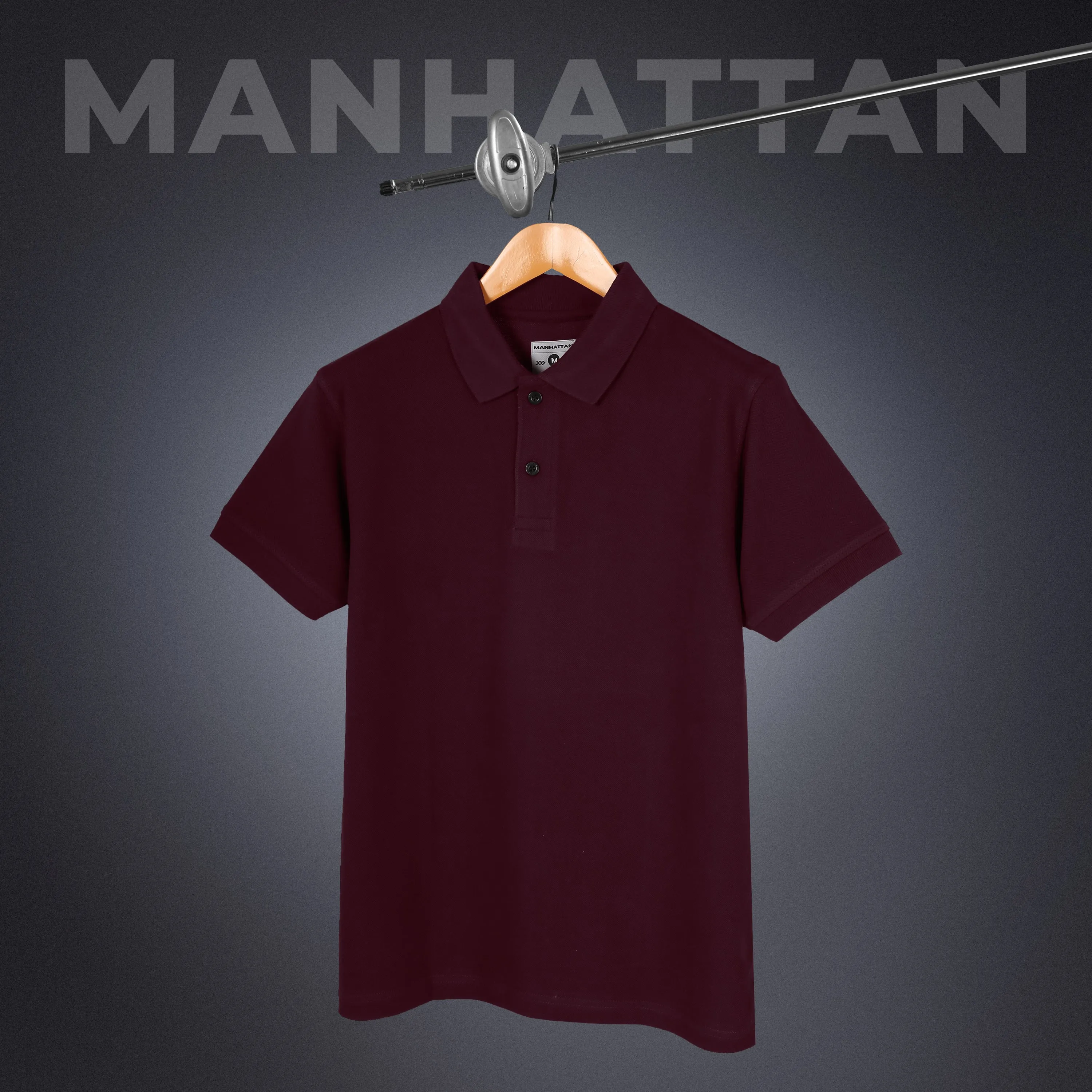 Pure Cotton Polo Plain T Shirts (Maroon) Without Pocket