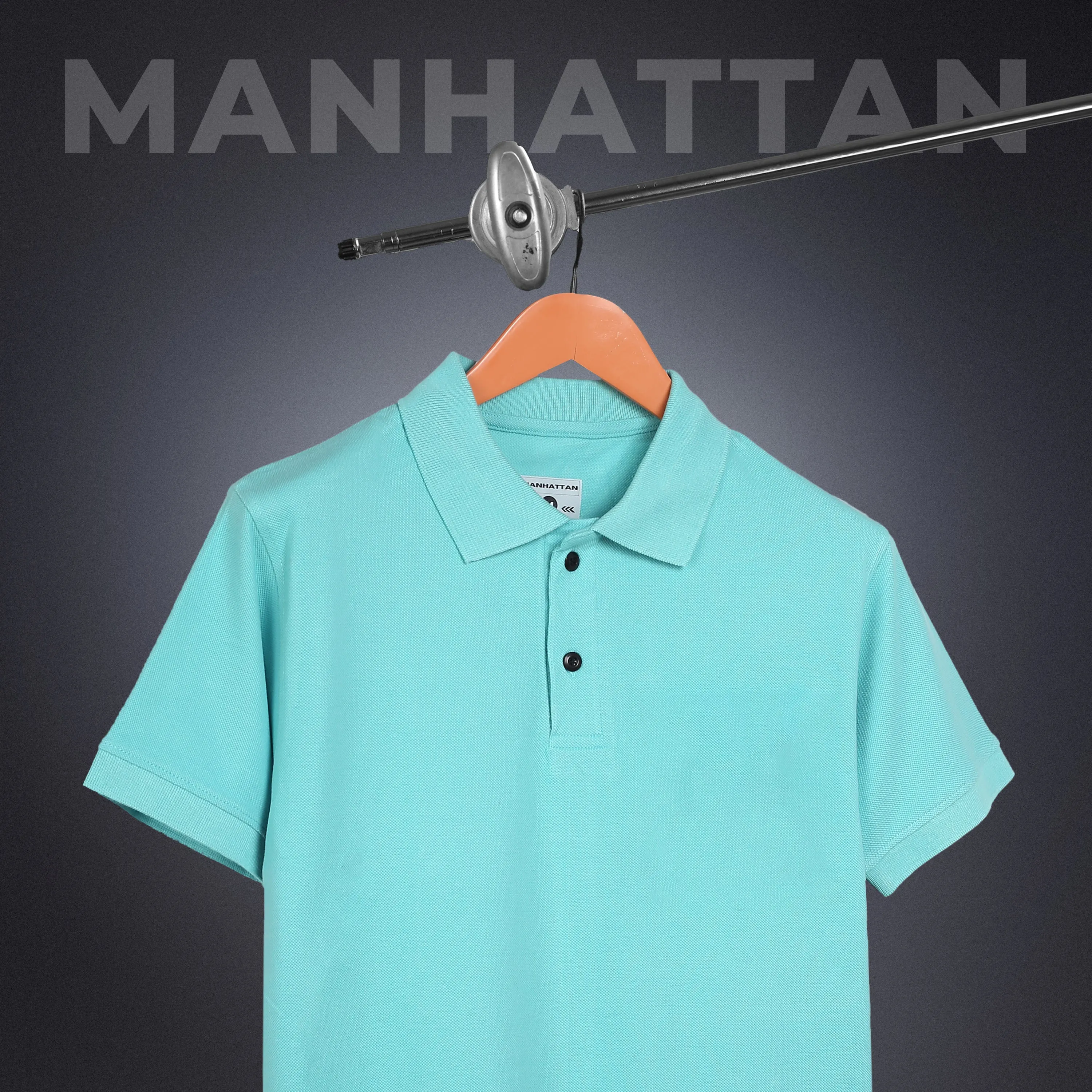 Pure Cotton Polo Plain T Shirts (Mint Blue) Without Pocket