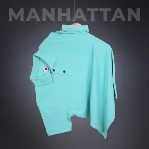 Pure Cotton Polo Plain T Shirts (Mint Blue) Without Pocket