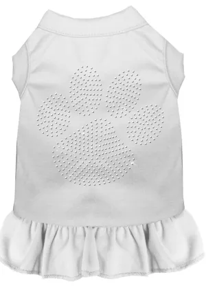 Rhinestone Clear Paw Dress White Xxl