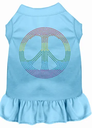 Rhinestone Rainbow Peace Dress Baby Blue Lg