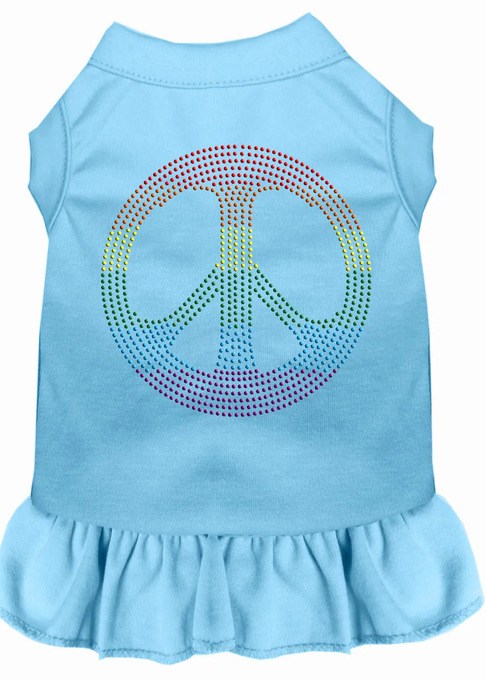 Rhinestone Rainbow Peace Dress Baby Blue Lg