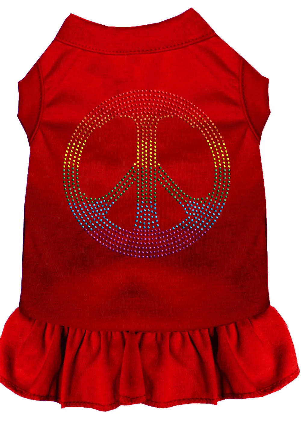 Rhinestone Rainbow Peace Dress Red Lg