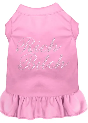 Rhinestone Rich Bitch Dress Light Pink Xl