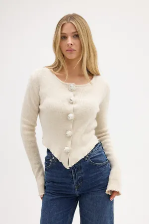 Rosette Cardigan - Oatmeal