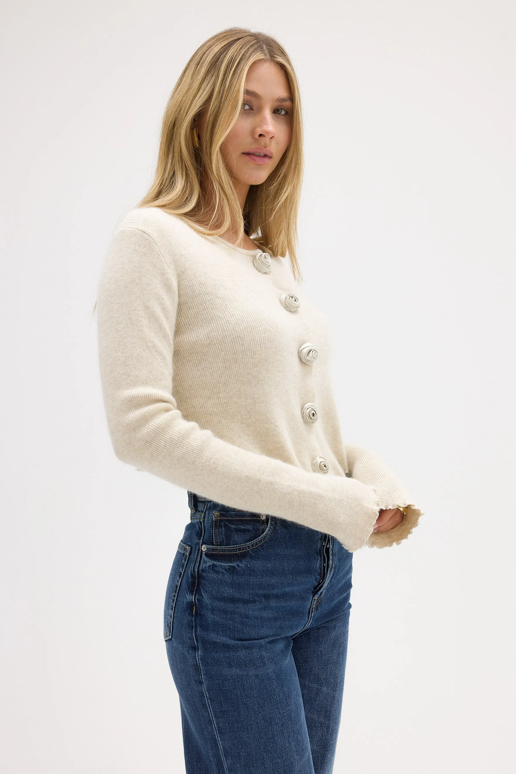 Rosette Cardigan - Oatmeal