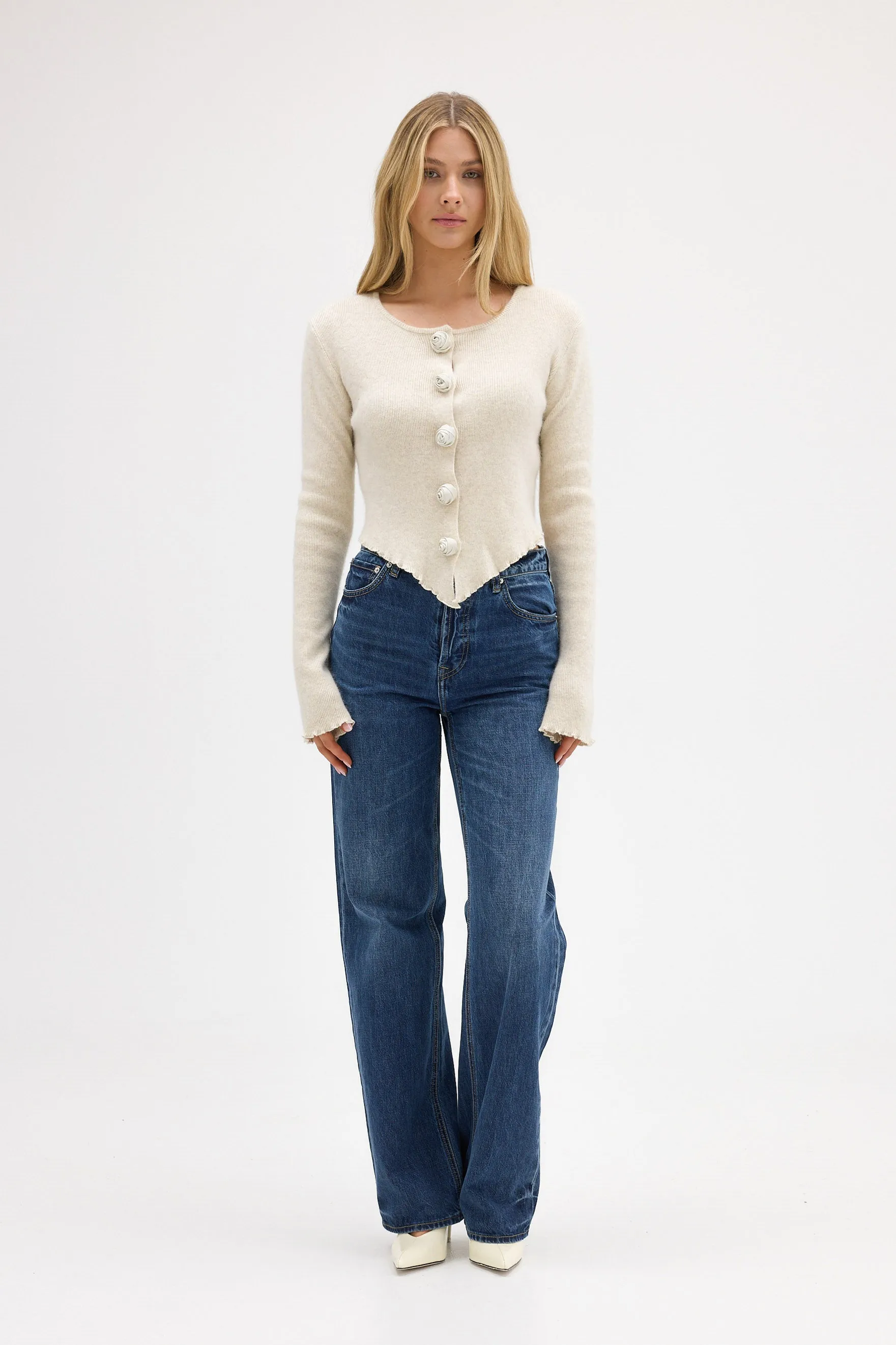 Rosette Cardigan - Oatmeal