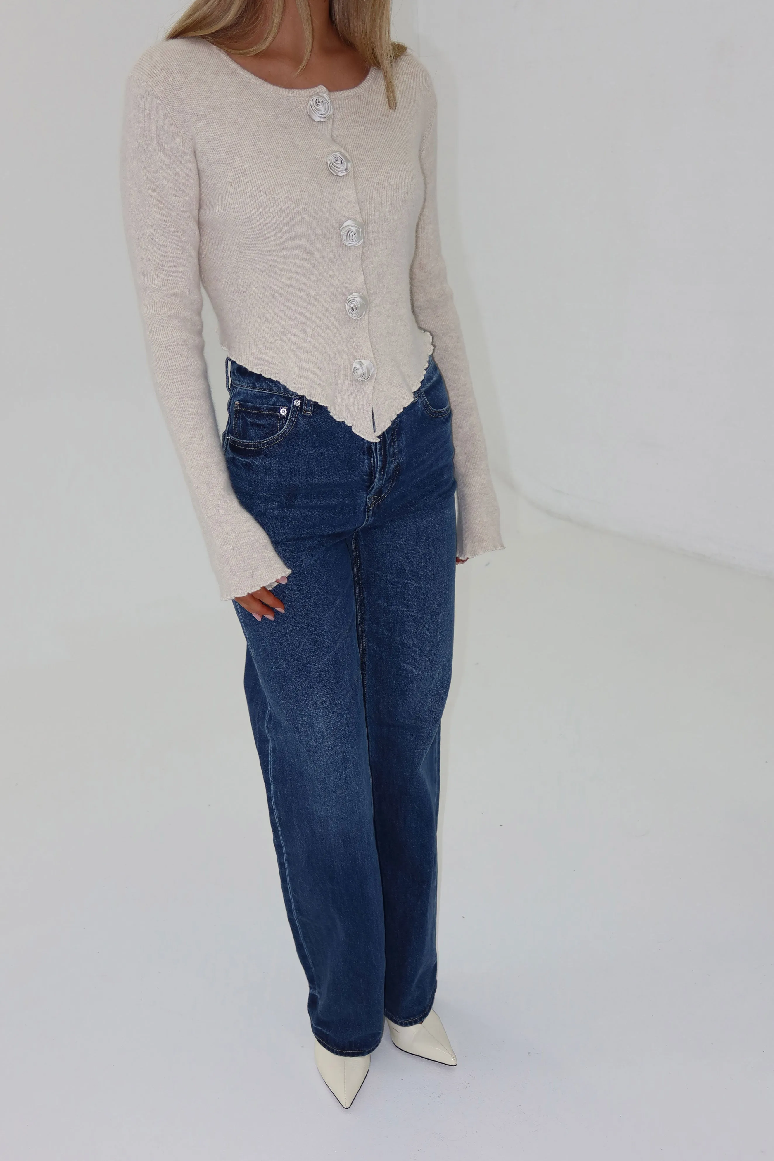 Rosette Cardigan - Oatmeal
